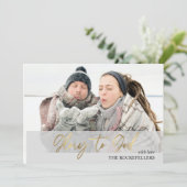 Glory to God Script Kerstmis Mustard Tartan Feestdagenkaart (Staand voorkant)