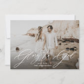 Glory to God Script Overlay Religieuze Foto Feestdagenkaart (Voorkant)