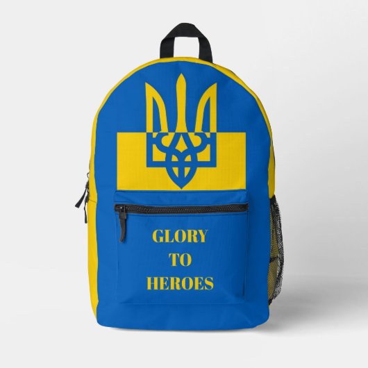 GLORY TO HEROES. UKRAINE. TRIDENT.  BEDRUKTE RUGZAK (Voorkant)