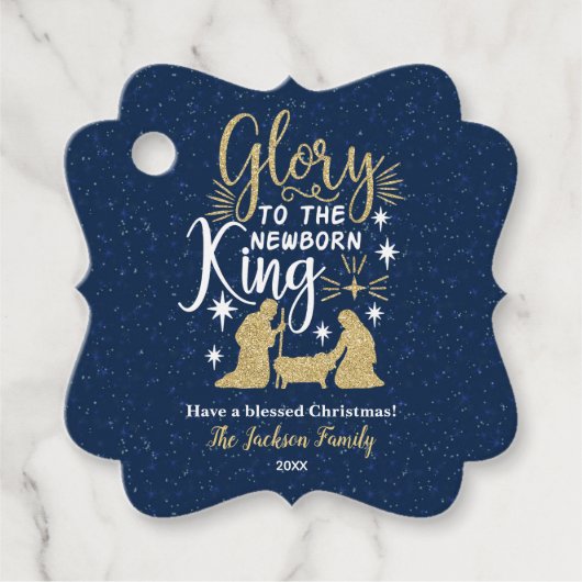 Glory to the Newborn King Glitter Gift Labels (Voorkant)