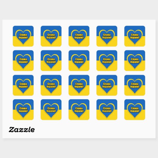 Glory to Ukraine, geschreven in het Oekraïens Vierkante Sticker (Vel)