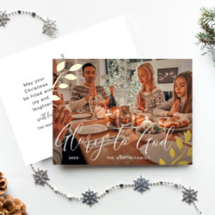 Glory voor God Botanische Kerstmis Folie Feestdagen Briefkaart