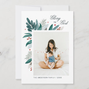 Glory voor God. Florale botanische kerst Feestdagenkaart