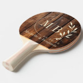 Gloss Stain Boards Leaf Wedding Monogram Tafeltennisbatje (Voorkant Gekanteld)