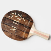 Gloss Stain Boards Leaf Wedding Monogram Tafeltennisbatje (Zijkant)