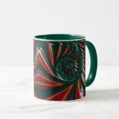 GLOSSY 3D Glossy Green Red Xmas Fractal ~ Mok (Voorkant rechts)