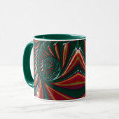 GLOSSY 3D Glossy Green Red Xmas Fractal ~ Mok (Voorkant links)