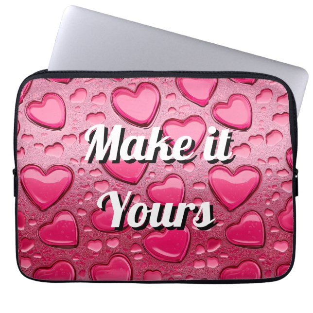 Glossy 3D Pink Jelly Hearts Laptop Sleeve (Voorkant)
