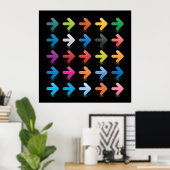 Glossy Arrows Set Vibrant Directional Pointers Poster (Thuiskantoor)