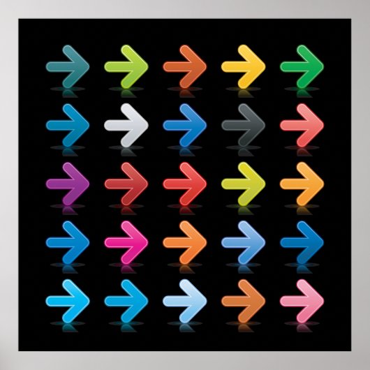 Glossy Arrows Set Vibrant Directional Pointers Poster (Voorkant)