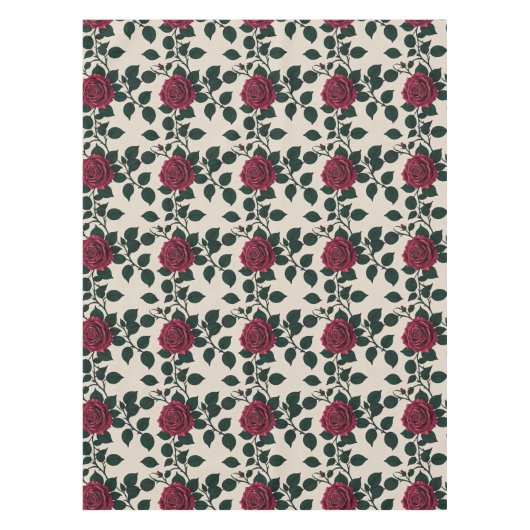 Glossy Crimson Roses With Dark Green Leaves Tafelkleed (Voorkant)