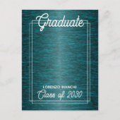 Glossy Dark Blue Green Afstuderen kondiging Briefkaart (Voorkant)