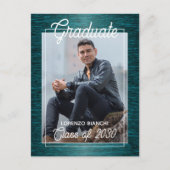 Glossy Dark Blue Green Afstuderen kondiging Briefkaart (Voorkant)