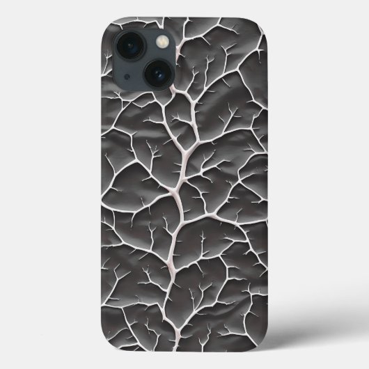 Glossy Dark Gray iPhone Case Branch Texture (Achterkant)