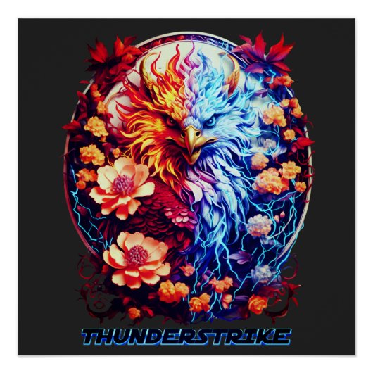 Glossy Electric Neon Eagle  Perfect Poster (Voorkant)