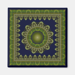 Glossy fractal mandala magneet