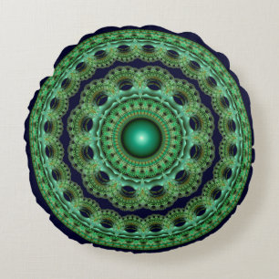 Glossy fractal mandala ronde kussen