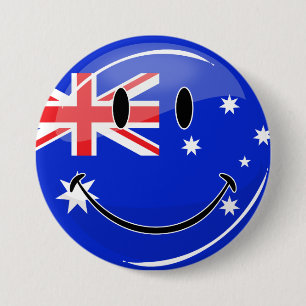 Glossy glimlachend Australische vlag Ronde Button 7,6 Cm