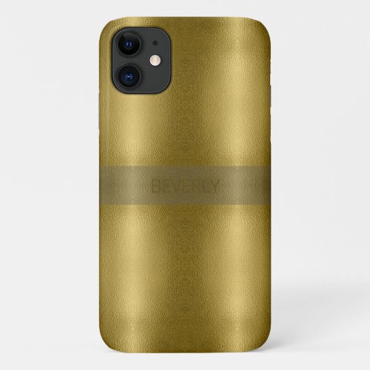 Glossy Gold Metal Texture with Personal Name Case-Mate iPhone Case (Achterkant)