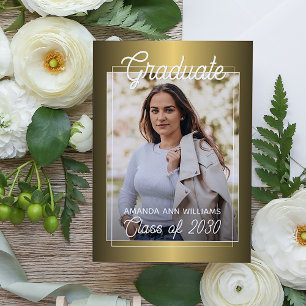 Glossy Gold Minimalist Afstuderen Aankondiging