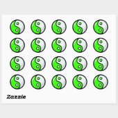 Glossy Green Yin Yang in Balans Ronde Sticker (Vel)