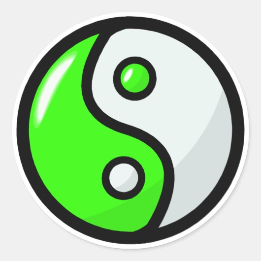 Glossy Green Yin Yang in Balans Ronde Sticker (Voorkant)
