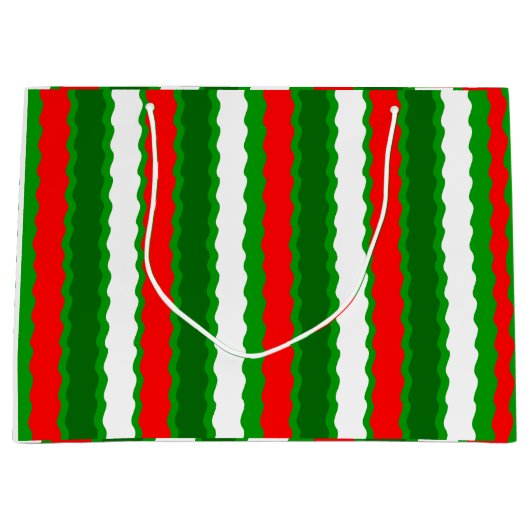 Glossy Grote Kerstcadeau Tas Rood Groen Wit Groot Cadeauzakje (Voorkant)