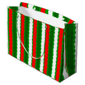 Glossy Grote Kerstcadeau Tas Rood Groen Wit Groot Cadeauzakje (Achterkant Gekanteld)
