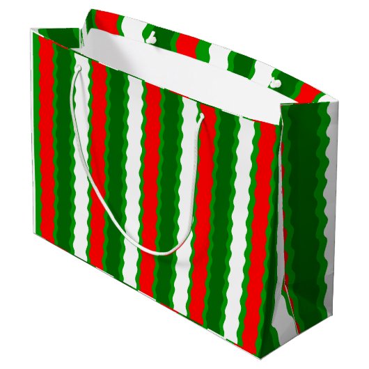 Glossy Grote Kerstcadeau Tas Rood Groen Wit Groot Cadeauzakje (Achterkant Gekanteld)