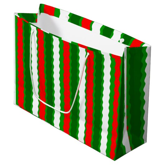 Glossy Grote Kerstcadeau Tas Rood Groen Wit Groot Cadeauzakje (Voorkant Gekanteld)