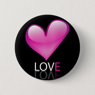 Glossy hart ronde button 5,7 cm