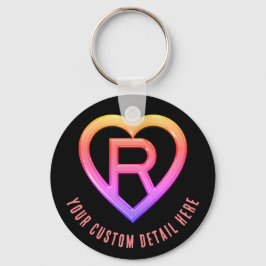 Glossy Heart initiaal Letter R Sleutelhanger