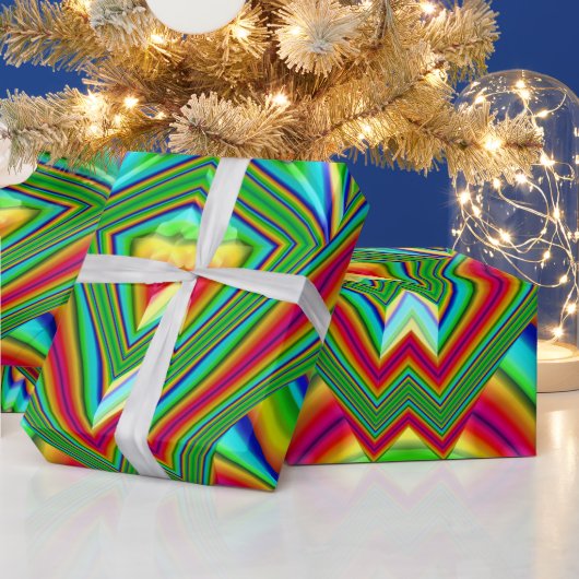 GLOSSY ~ Multicolored Fractal ~ Kerstmis Wrapping Cadeaupapier (Feestdagen)