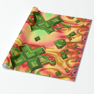 GLOSSY ~ Multicolored Fractal ~ Kerstmis Wrapping Cadeaupapier