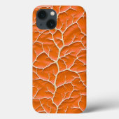 Glossy Orange iPhone Case with Branch Texture (Achterkant)