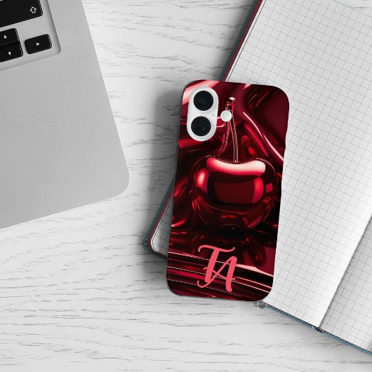 Glossy Red Cherry Monogram iPhone / iPad hoesje