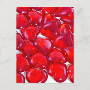 Glossy Red Hearts Briefkaart