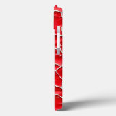 Glossy Red iPhone Case with Branch Texture (Achterkant / Links)