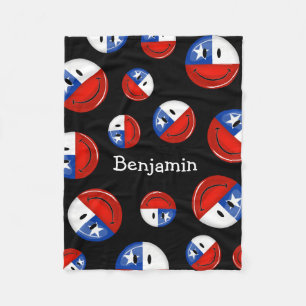 Glossy Ronde glimlach Chileense vlag Fleece Deken