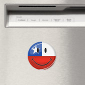 Glossy Ronde glimlach Chileense vlag Magneet (Insitu (Vaatwasser))