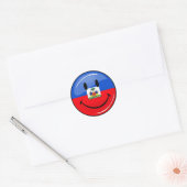 Glossy Ronde glimlachend Haïtiaanse vlag Ronde Sticker (Envelop)