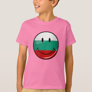 Glossy Ronde glimlacht Bulgaarse vlag T-shirt