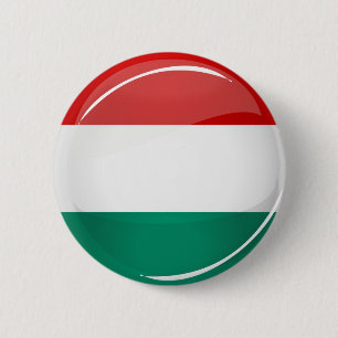 Glossy Ronde Hongaarse vlag Button 5,7 Cm