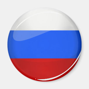 Glossy Ronde Russische vlag Magneet