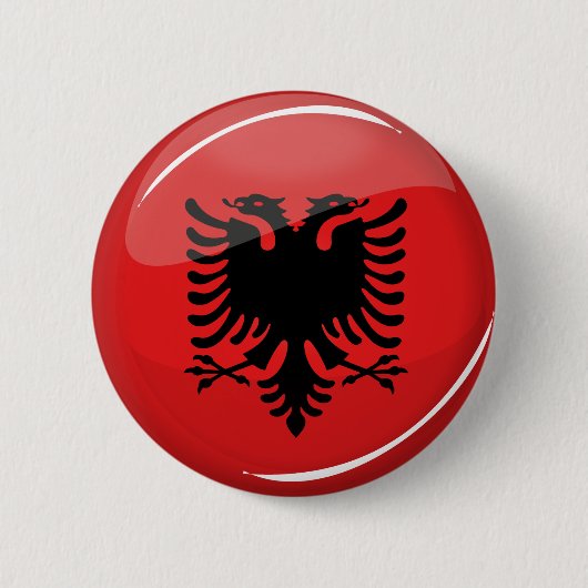 Glossy Round Albanian Flag Ronde Button 5,7 Cm (Voorkant)