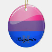 Glossy Round Bisexuality Flag Keramisch Ornament (Links)