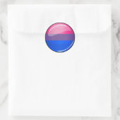 Glossy Round Bisexuality Flag Ronde Sticker (Tas)