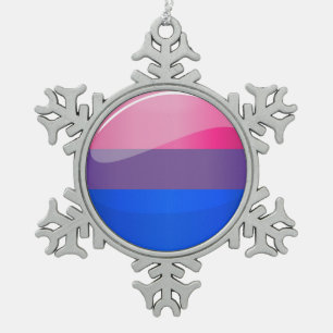Glossy Round Bisexuality Flag Tin Sneeuwvlok Ornament