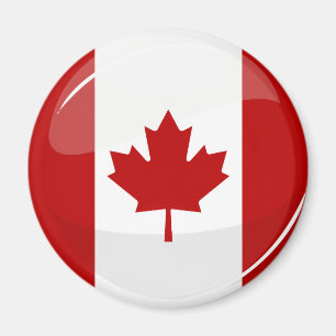 Glossy Round Canadian Flag Magneet