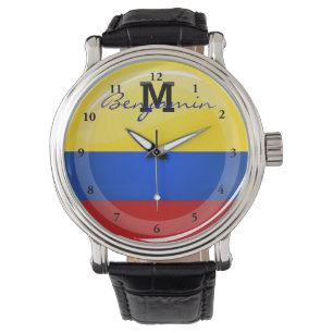 Glossy Round Columbia-vlag Horloge